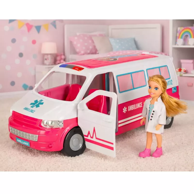 LEAN TOYS Mobilioji ligoninė greitosios pagalbos automobilis 2in1 Lėlė gydytojas medicinos priedai