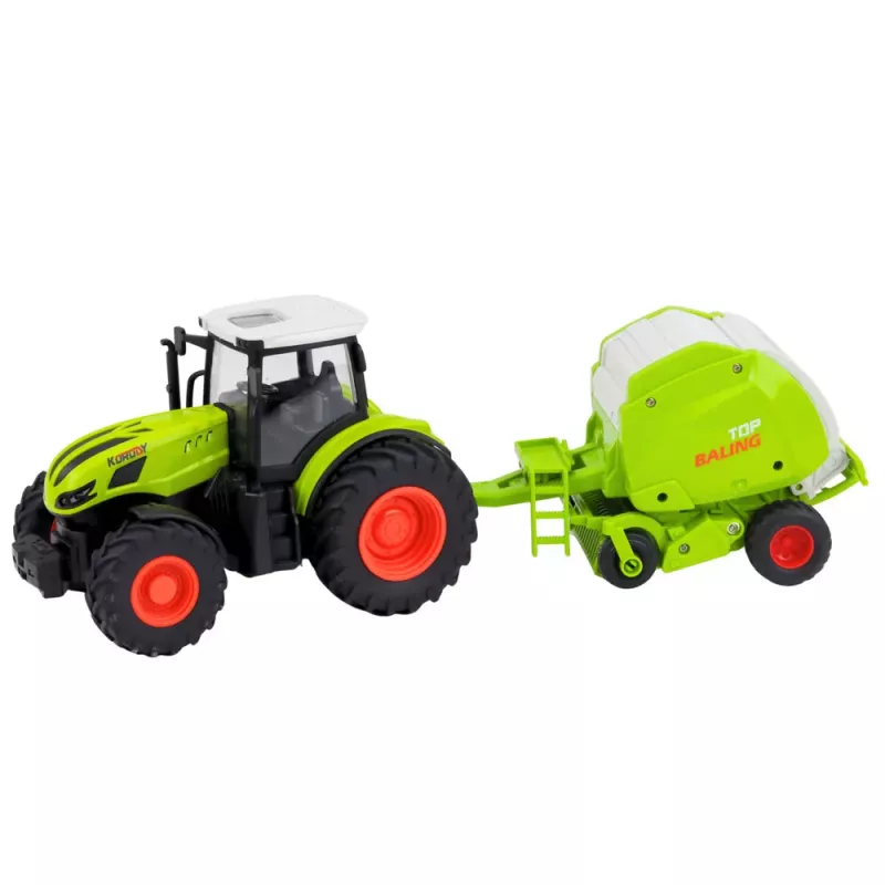 LEAN TOYS RC valdomas žemės ūkio traktorius su presu 1:24