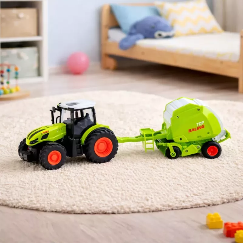 LEAN TOYS RC valdomas žemės ūkio traktorius su presu 1:24