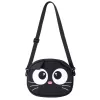 LEAN TOYS Cat Pouch Bag Zippered Pocket Adjustable Strap Black 21 x 16 cm