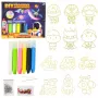 LEAN TOYS 3D DIY erdvės piešimo rinkinys – 12 pakabukų, 6 dažų, akriliniai, gipsiniai, nuo 6 metų