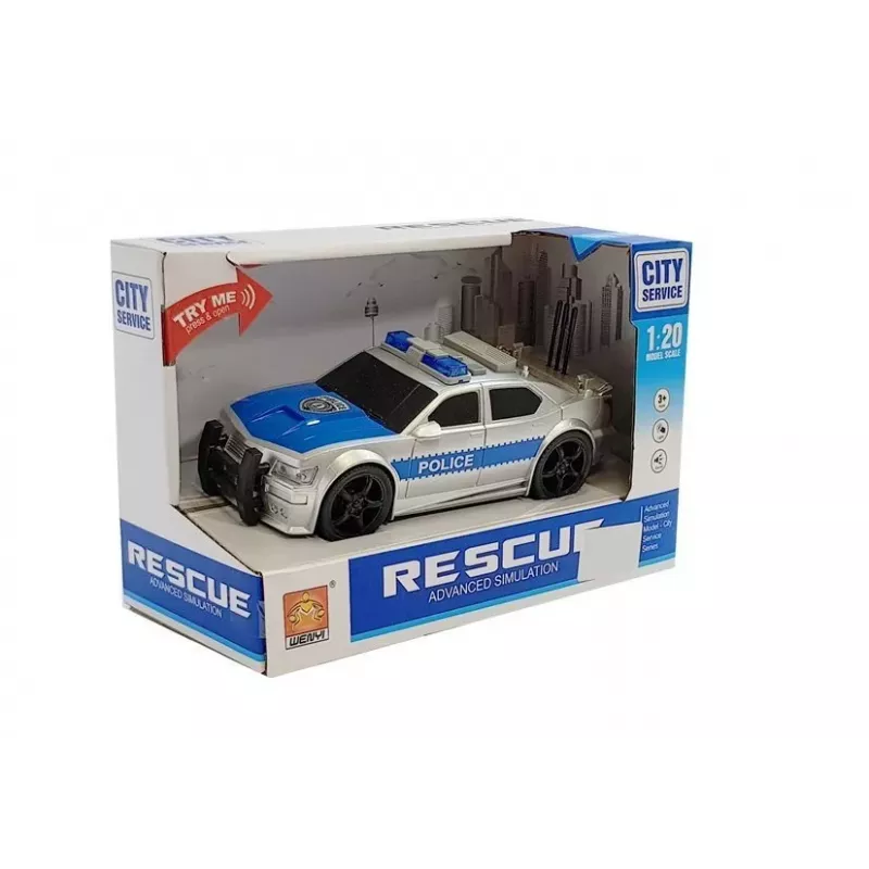 LEAN TOYS Policijos automobilis su baterijomis 1:20 Šviesos ir garsai Strung Silver