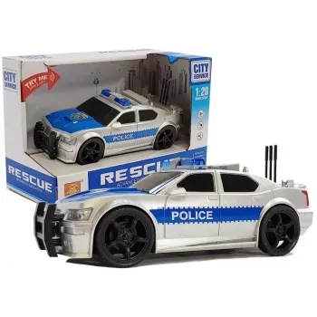 LEAN TOYS Policijos automobilis su baterijomis 1:20 Šviesos ir garsai Strung Silver