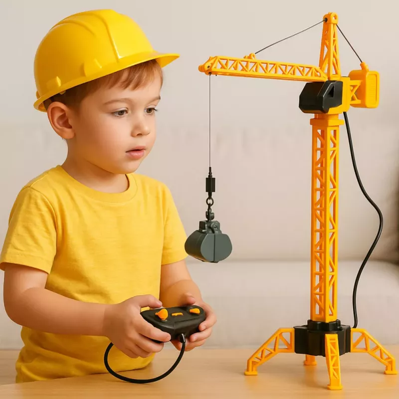 LEAN TOYS Nuotoliniu valdymo statybinis kranas RC laidinis 360° sukimasis 71 cm