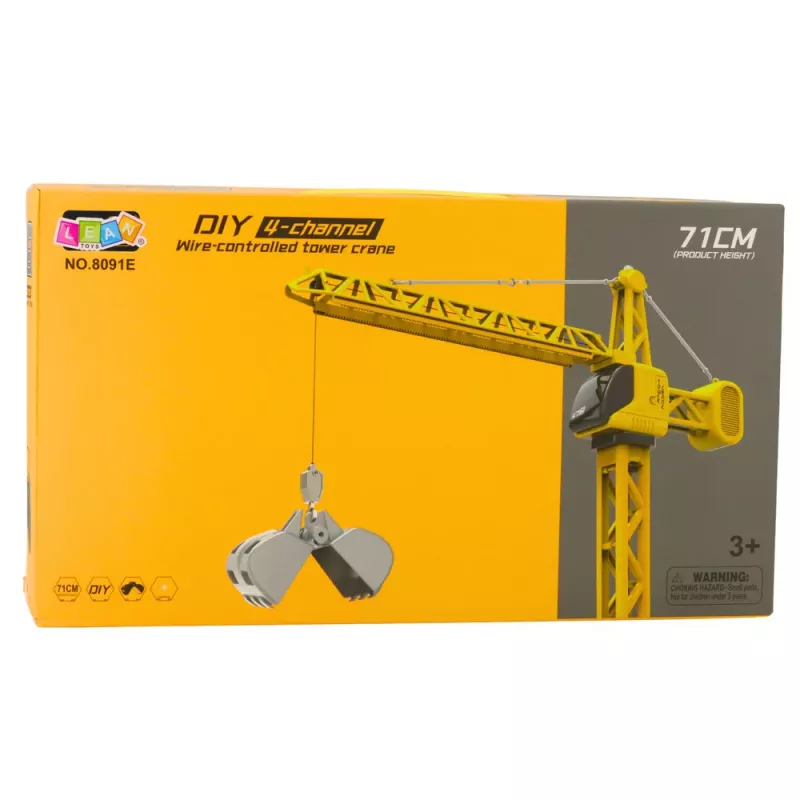 LEAN TOYS Nuotoliniu valdymo statybinis kranas RC laidinis 360° sukimasis 71 cm