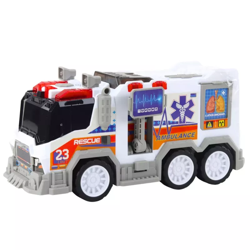 LEAN TOYS Ambulance City Greitosios pagalbos automobilis su pavara, šviesomis ir garsais