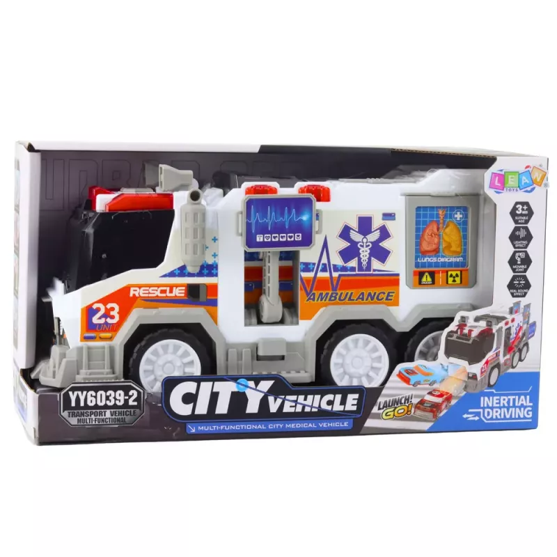 LEAN TOYS Ambulance City Greitosios pagalbos automobilis su pavara, šviesomis ir garsais