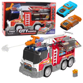 LEAN TOYS Gaisrinis automobilis Gaisrinė Važiavimas Judantys elementai Šviesos Garsai