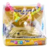 LEAN TOYS Miegantis labradoras ant pagalvės figūrėlė su kailiu permatomame krepšyje garsai