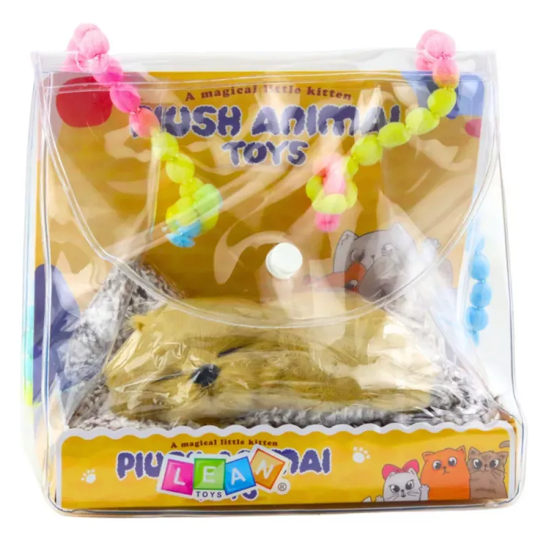 LEAN TOYS Miegantis labradoras ant pagalvės figūrėlė su kailiu permatomame krepšyje garsai