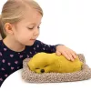 LEAN TOYS Miegantis labradoro šuniukas ant pagalvės figūrėlė su kailiu ir permatomu maišeliu