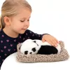LEAN TOYS Mieganti Panda ant Pagalvės Figūrėlė su Kailiu ir Skaidriu Maišeliu
