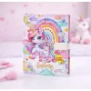 LEAN TOYS Mielas dienoraštis su kodine spyna ir vienaragio melodijomis, 120 puslapių, spalvoti linijuoti puslapiai, kietas viršelis, mergaitėms nuo 6 metų