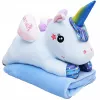 LEAN TOYS Minkštas vienaragis žaislas su antklode 160x110cm Mėlyna 55cm