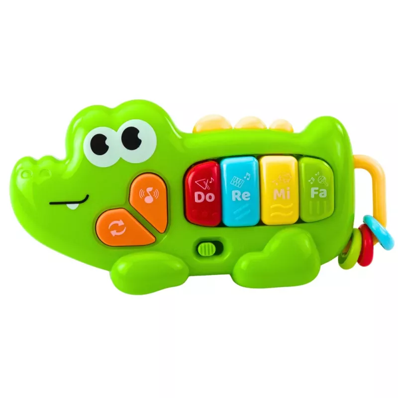 LEAN TOYS Interaktyvus muzikinis pianinas mažyliams Krokodilas Karoliukai Žalia