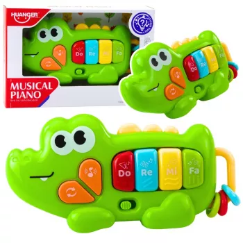 LEAN TOYS Interaktyvus muzikinis pianinas mažyliams Krokodilas Karoliukai Žalia
