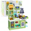 LEAN TOYS Vaikų virtuvė su vandens ciklu, besikeičiančios spalvos maistu ir garais, žalia, 64 dalių