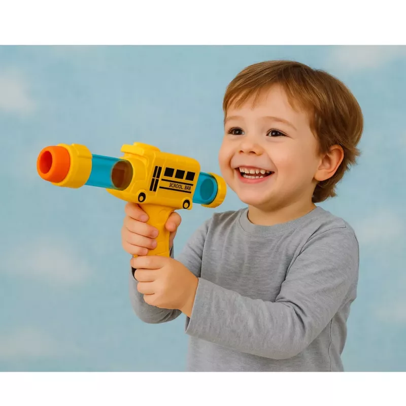 LEAN TOYS Soft Foam Ball Gun School Bus Yellow 6 vnt.