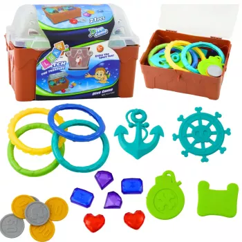 LEAN TOYS Lobių skrynios rinkinys nardymui ir vandens pramogoms, ruda, 21 vnt.