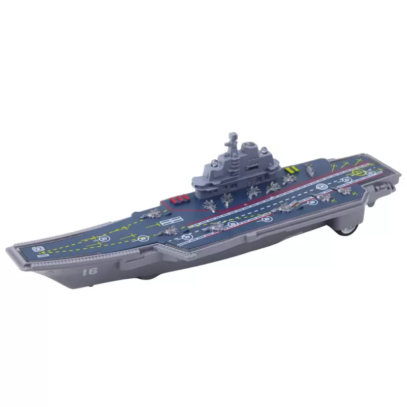 LEAN TOYS Karinis lėktuvnešis su šviesomis ir garsais, frikcine pavara, 24 cm