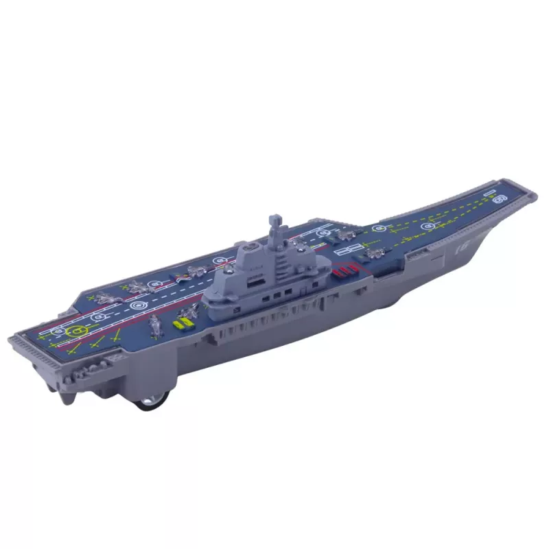 LEAN TOYS Karinis lėktuvnešis su šviesomis ir garsais, frikcine pavara, 24 cm