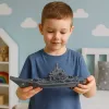 LEAN TOYS Karinis lėktuvnešis su šviesomis ir garsais, frikcine pavara, 24 cm