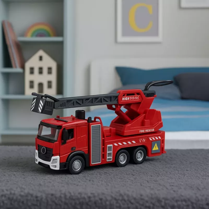 LEAN TOYS Gaisrinis automobilis su vandens purškimo žarna, šviesomis ir garsais