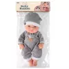 LEAN TOYS Baby Doll in Gray Pajamas, Hat, Movable Arms and Legs, 30cm