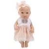 LEAN TOYS Baby Doll in a Pink Dress, Headband, Movable Arms and Legs, 30 cm