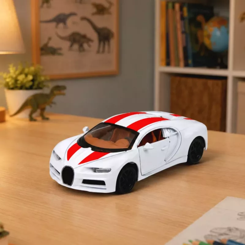 LEAN TOYS Automobilis Metalinis Sportinis Automobilis Šviesos Garsai Atbulinė Pavara Baltas 1:32