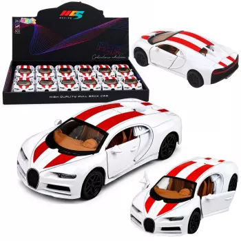 LEAN TOYS Automobilis Metalinis Sportinis Automobilis Šviesos Garsai Atbulinė Pavara Baltas 1:32