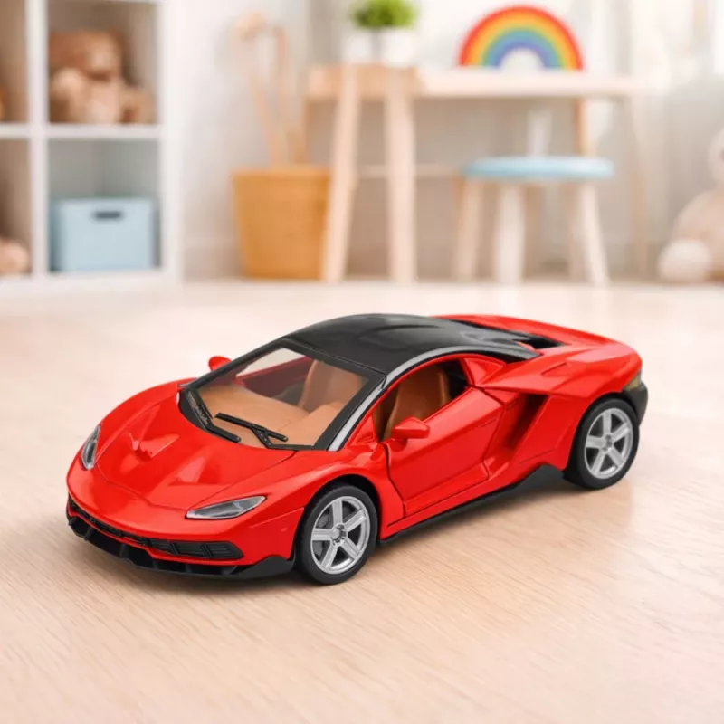LEAN TOYS Sportinis automobilis Metalinis Atidaromos durys Šviesos Garsai Raudonas 1:32