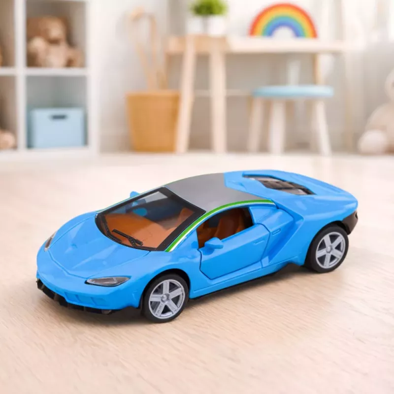 LEAN TOYS Sportinis automobilis Metalas Pavara Šviesos Garsai Mėlyna 1:32