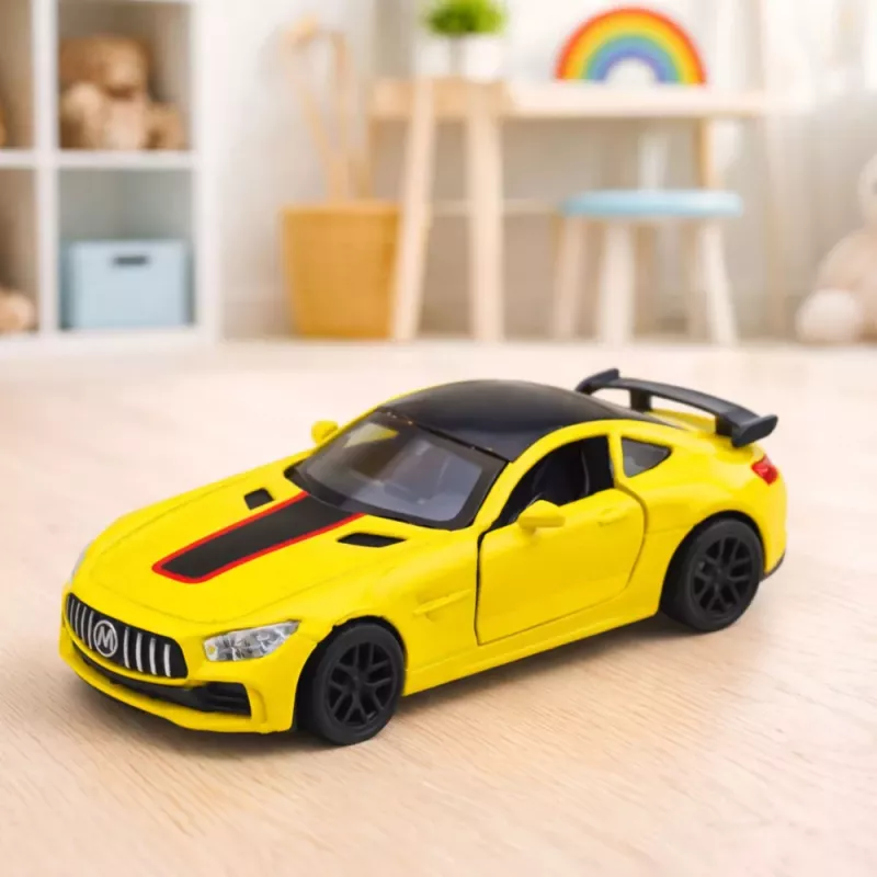 LEAN TOYS Sportinis automobilis Metalas Atidaromos durys Šviesos Garsai Geltona 1:32
