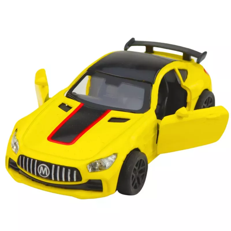 LEAN TOYS Sportinis automobilis Metalas Atidaromos durys Šviesos Garsai Geltona 1:32
