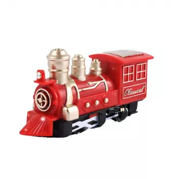 LEAN TOYS Classic Mini Train Battery Operated Locomotive Wagons With Tracks 13 pcs.