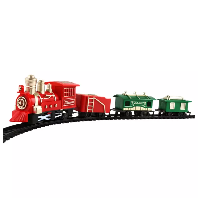 LEAN TOYS Classic Mini Train Battery Operated Locomotive Wagons With Tracks 13 pcs.