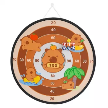 LEAN TOYS Capybara Dartboard Skill Game su Velcro kamuoliukais ir žaisliniais ginklais 73,5 cm