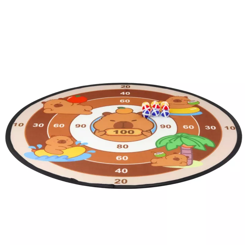 LEAN TOYS Capybara Dartboard Skill Game su Velcro kamuoliukais ir žaisliniais ginklais 73,5 cm