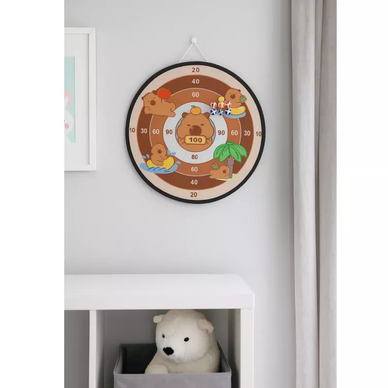 LEAN TOYS Capybara Dartboard Skill Game su Velcro kamuoliukais ir žaisliniais ginklais 73,5 cm