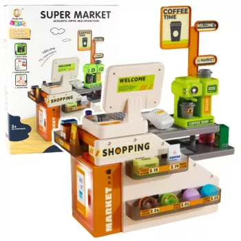 LEAN TOYS Kasos aparatas Parduotuvė Kavinė Aksesuarai Šviesos Garsai 70 vnt.