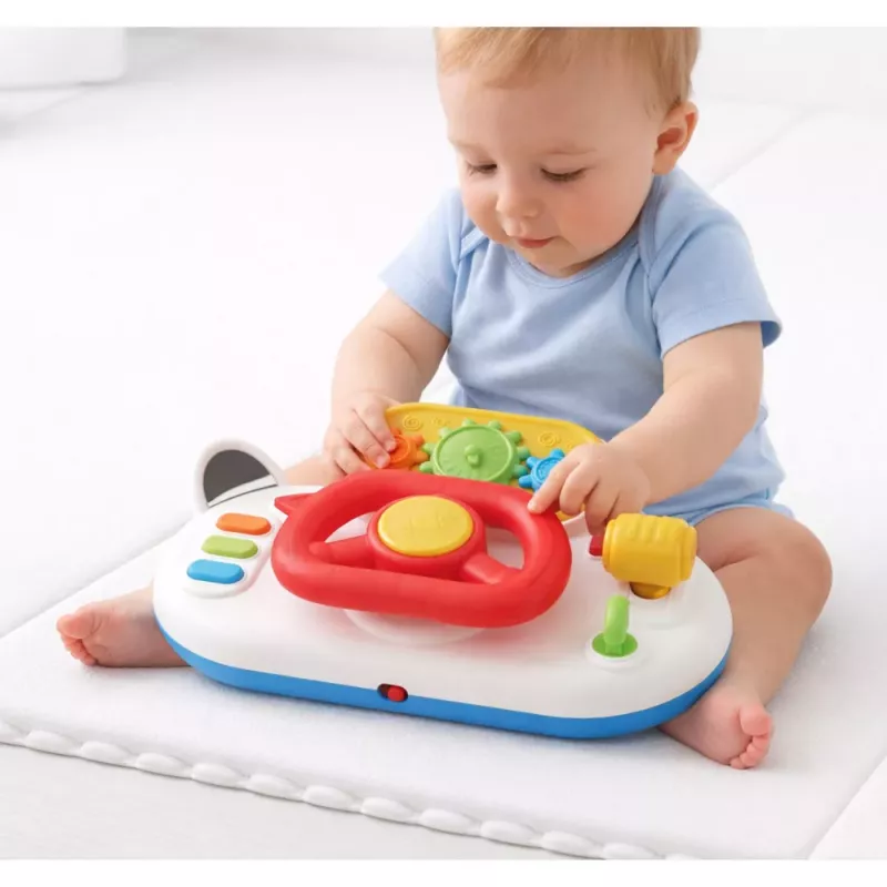 LEAN TOYS Vairavimo simuliatorius mažiems vaikams Interaktyvus vairas Šviesos Garsai