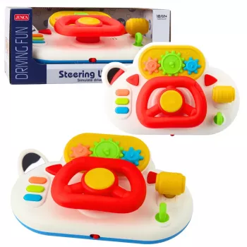 LEAN TOYS Vairavimo simuliatorius mažiems vaikams Interaktyvus vairas Šviesos Garsai