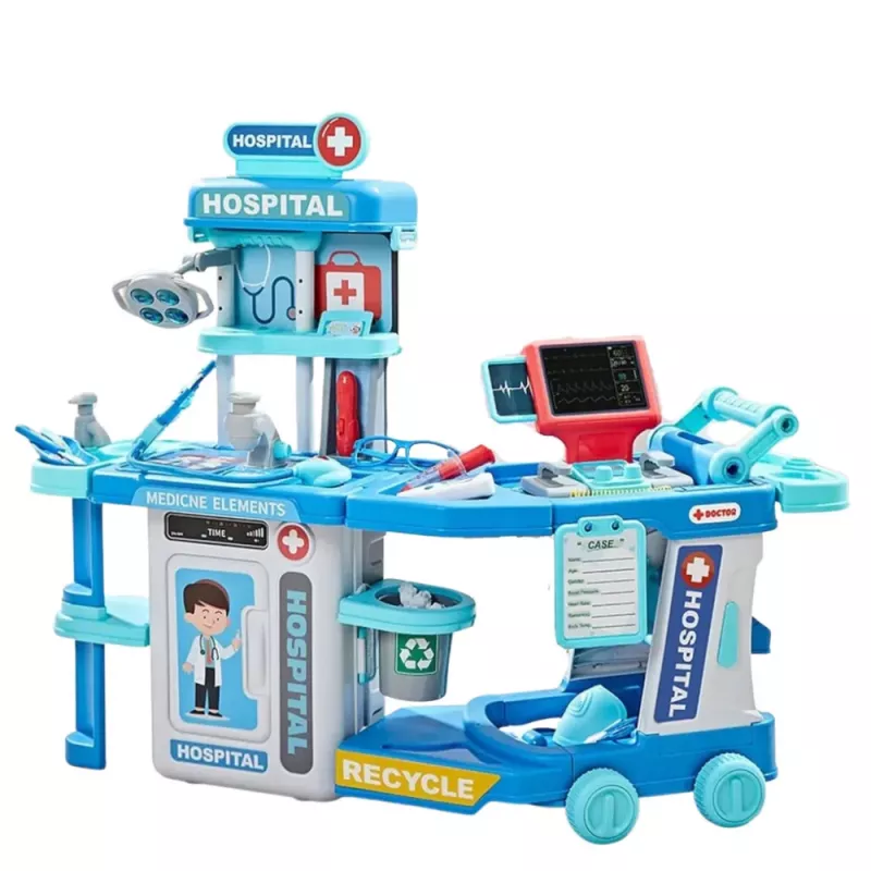 LEAN TOYS Gydytojo ligoninės rinkinys lagamine 2 in 1 Šviesos Garsai Aksesuarai