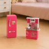 LEAN TOYS Doll Kitchen Set Fridge Oven Accessories Pink