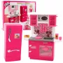 LEAN TOYS Doll Kitchen Set Fridge Oven Accessories Pink
