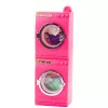 LEAN TOYS Doll Laundry Set Washing Machine Dryer Hanger Basket Pink
