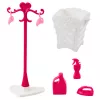 LEAN TOYS Doll Laundry Set Washing Machine Dryer Hanger Basket Pink