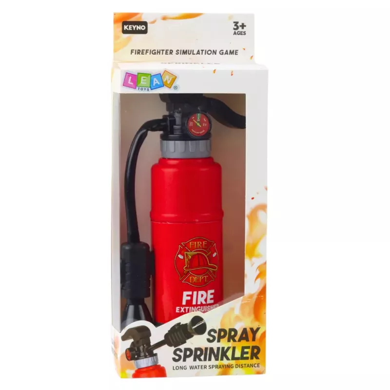LEAN TOYS Žaislinis gesintuvas mažajam ugniagesiui su vandens purškimo funkcija