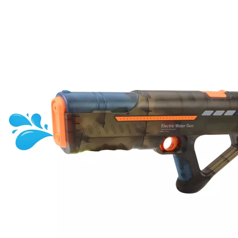 LEAN TOYS elektrinis vandens pistoletas šautuvas įkraunamas permatomas juodas 55 cm